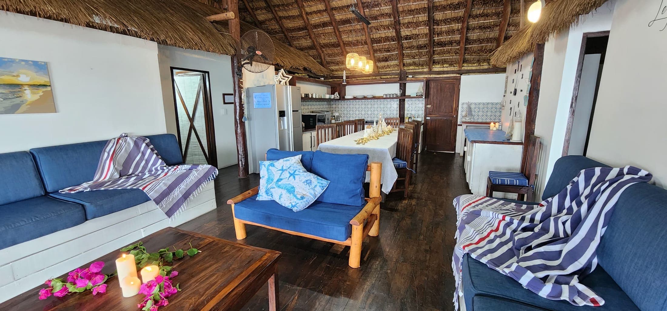 Comfortable lounge under the thatched roof