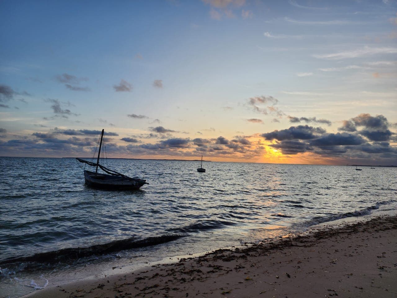 Calm evening waters at dusk