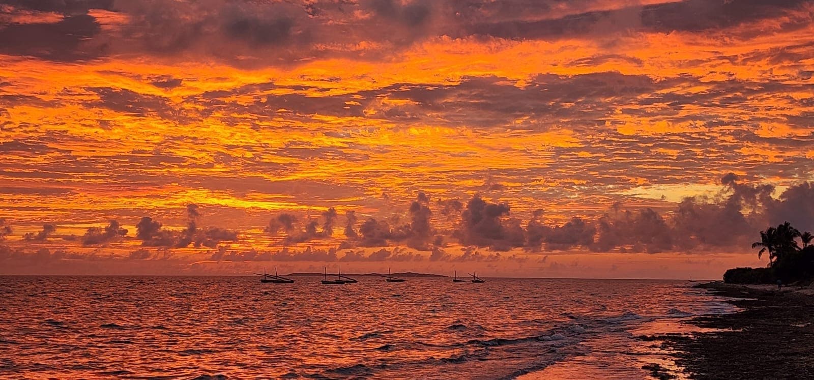 Fiery orange sunset over the Indian Ocean